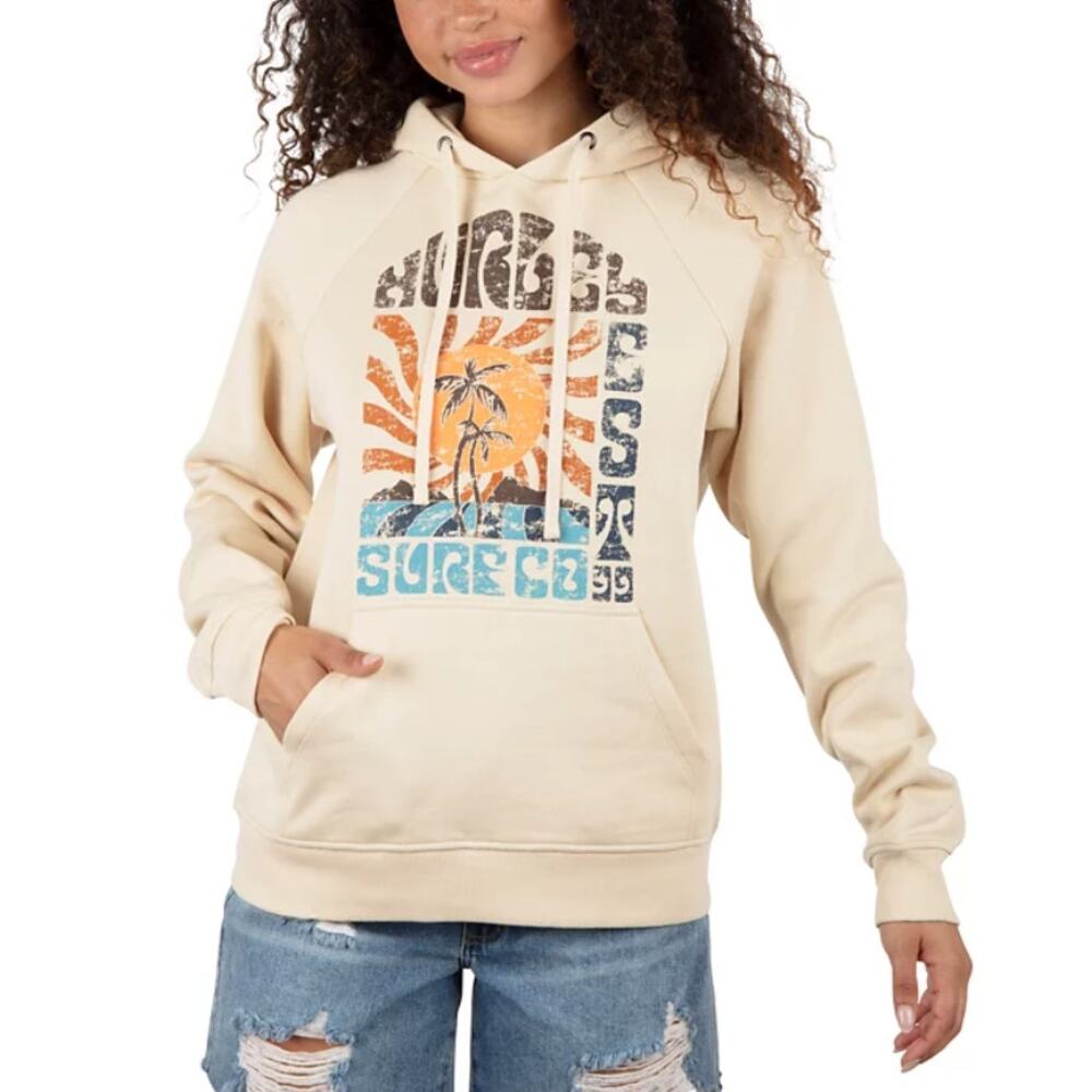 Hurley Juniors' Graphic Long-Sleeve Hoodie Beige Size S